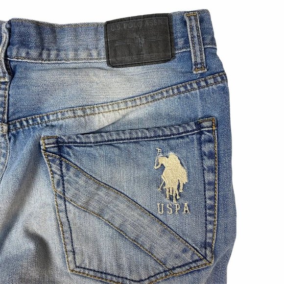 U.S. Polo‎ ASSN. USPA Jeans Men's 36x30 Distressed Light Wash Faded Logo Casual - Picture 2 of 8